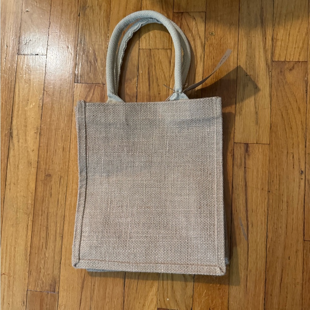 Anthropologie Natural Jute Tote Bag with Cream Handles